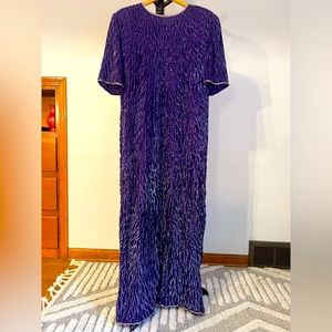 Vintage SCALA 2X Purple Blueish Beaded Sequins Formal Dress Silk Lined
